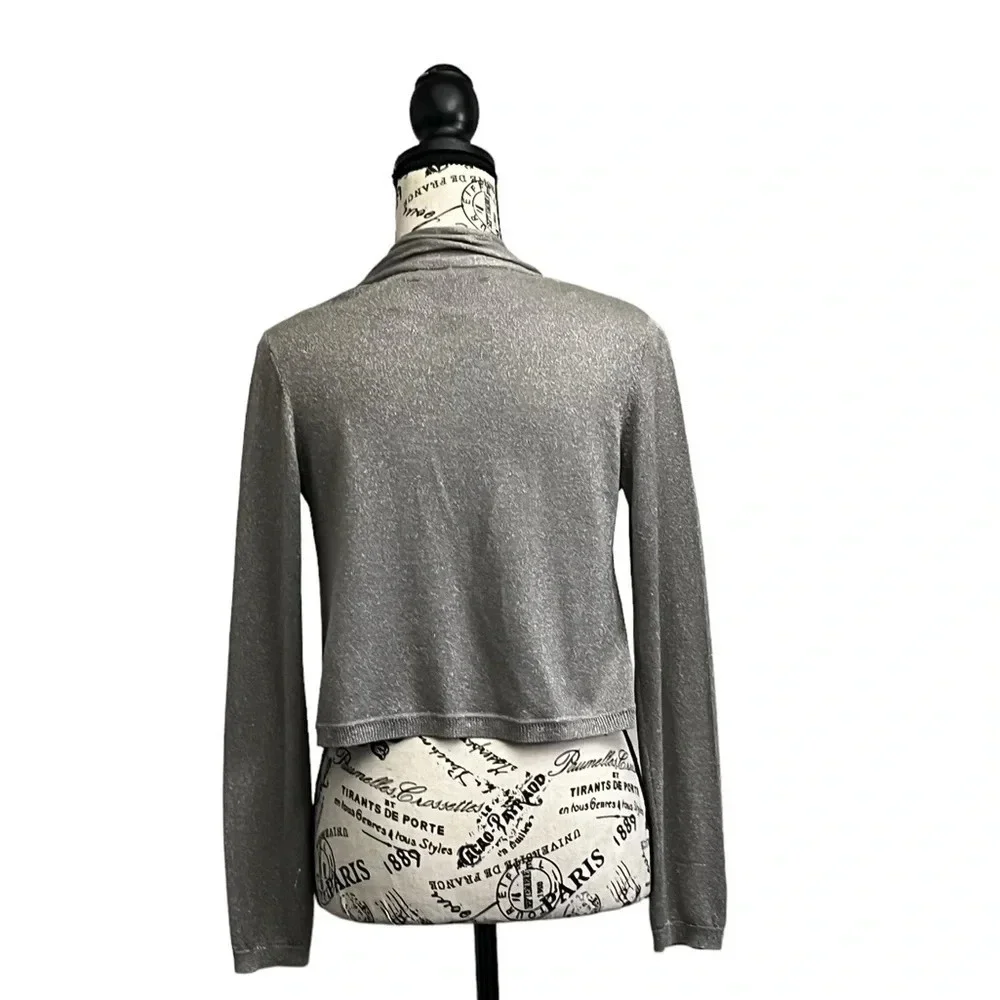 INC International Concepts Women Gray Open Silk  Cardigan Sweater Size S modest